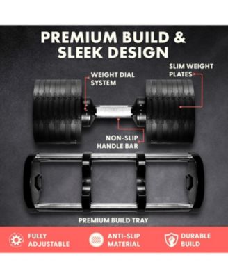 Adjustable Dumbbell, 9-in-1 Weight Options Fitness Equipment with Anti-Slip Metal Handle