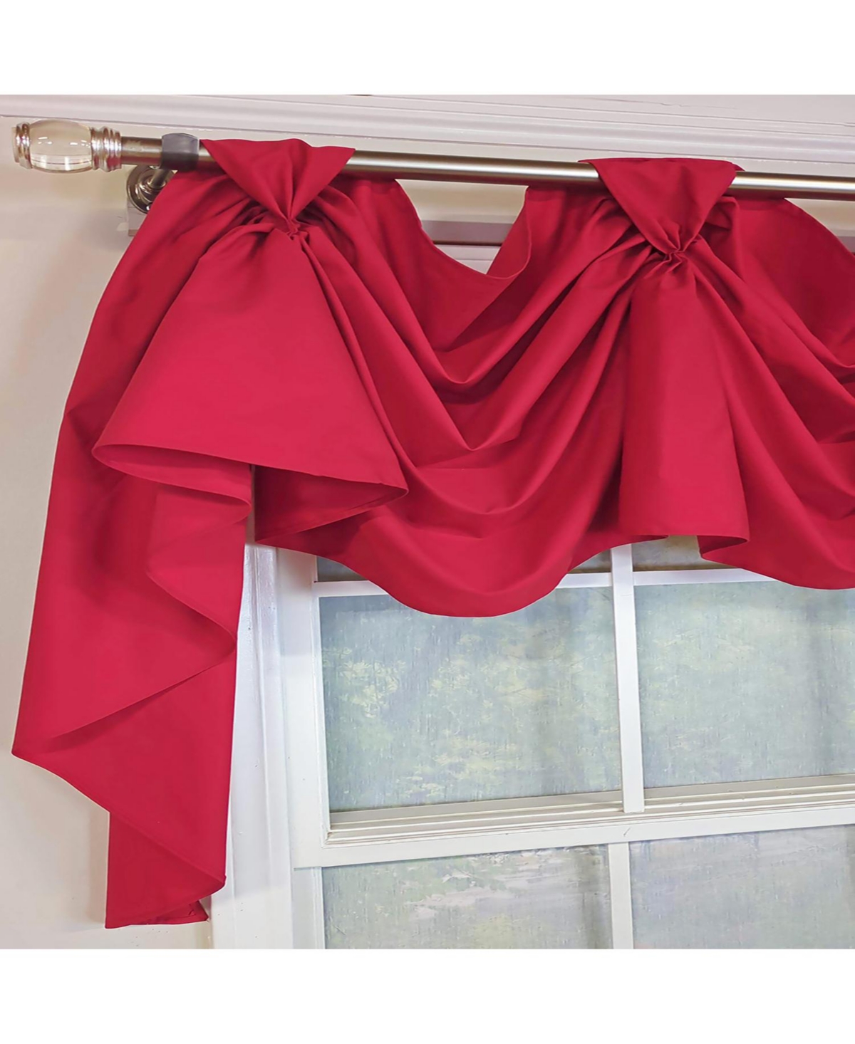 Rlf Home Classic Twil 3-s Victory 100% Cotton Tab Top Swag Window Curtain 54" x 25" Red