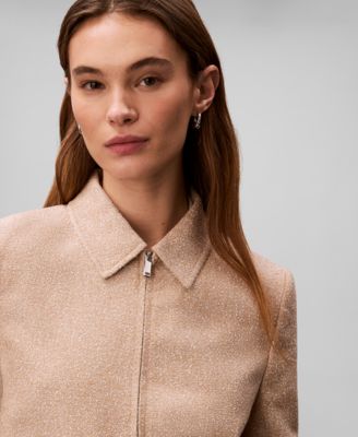 Women's Boucle Point Collar Shirt Jacket