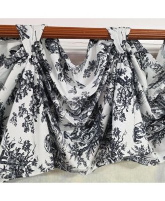 Baroque 3-S Victory 100% Cotton Tab Top Swag Window Curtain 54" x 25" Black