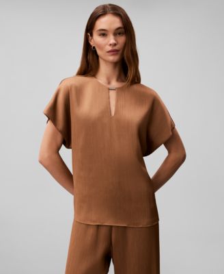 Women's Plisse Short-Sleeve Top