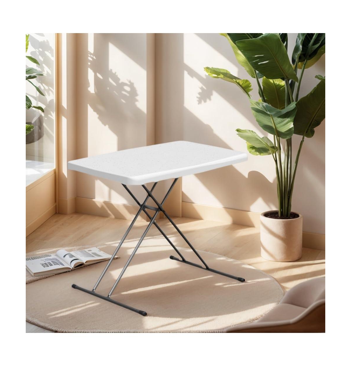 Folding Table 30 Inch Small Desk Adjustable Height Tv Tray for Laptop Couch Camping