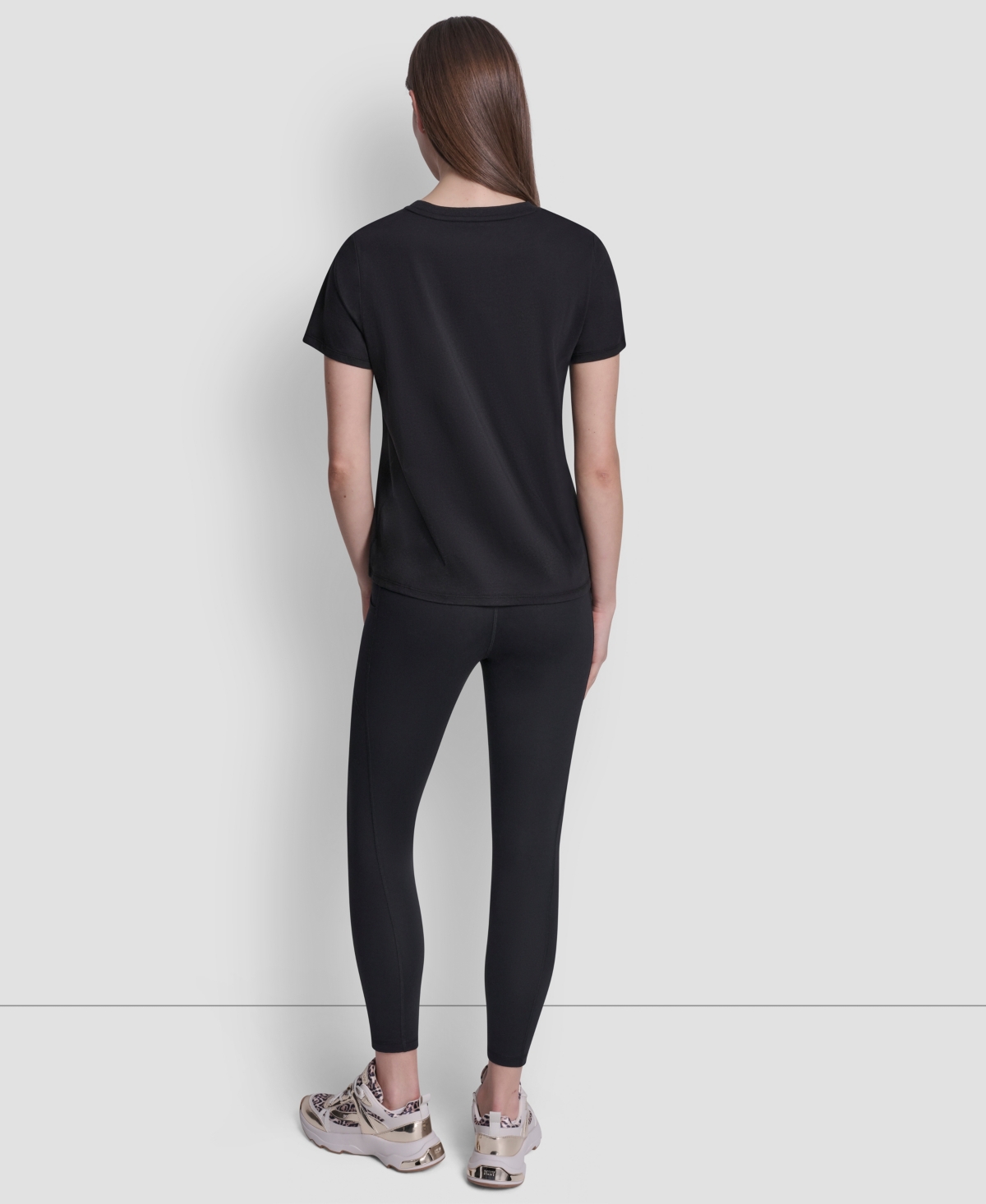 Dkny Sport Women's Rhinestone Varsity Logo Relaxed Fit Pull-On T-Shirt