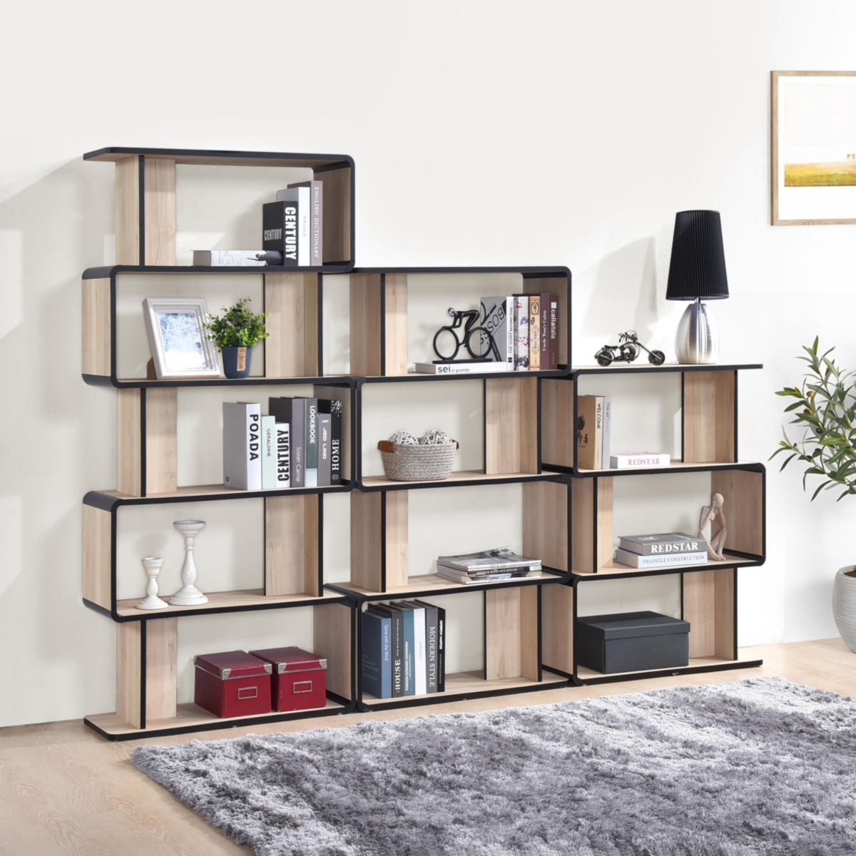 Kings Brand Furniture Nathan Wooden Display Book Shelf Bookcase – Shelving Rack Unit Organizer