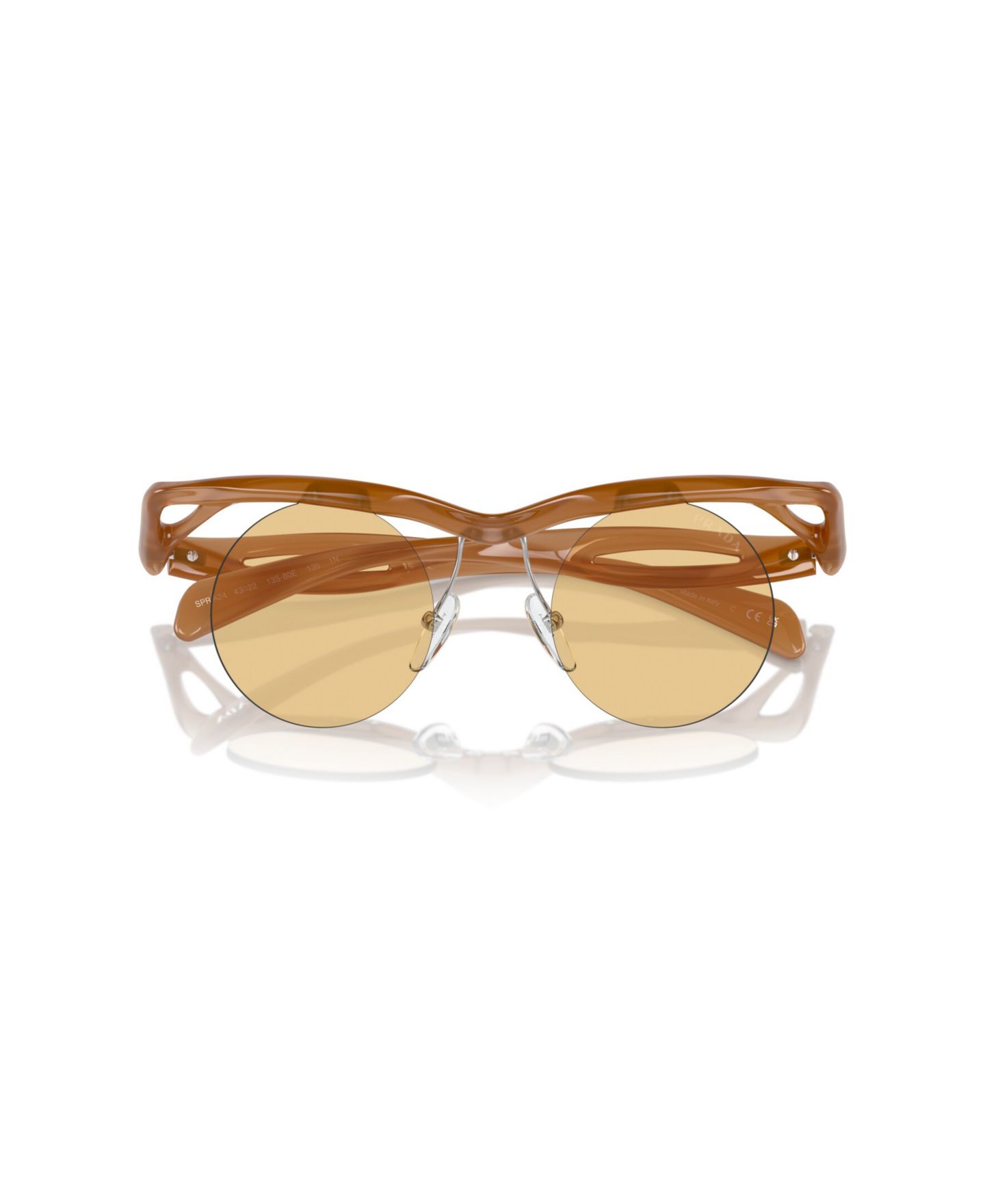 Женские солнцезащитные очки PRADA Round Sunglasses, PR A24S, цвет: Коньячный — фото 5