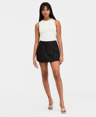 Bar Iii Womens Pleated Suiting Mini Skort Macys Exclusive - Black 25$