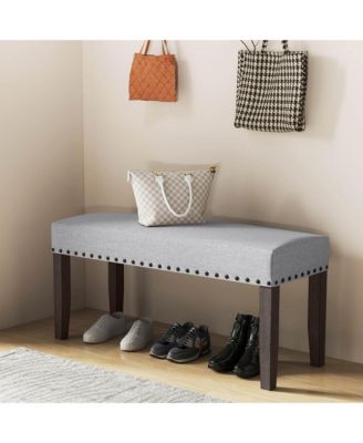 1 PCS 42.5" Upholstered Entryway Bench with Nailhead Trim Soft Padded Cushion Bedroom