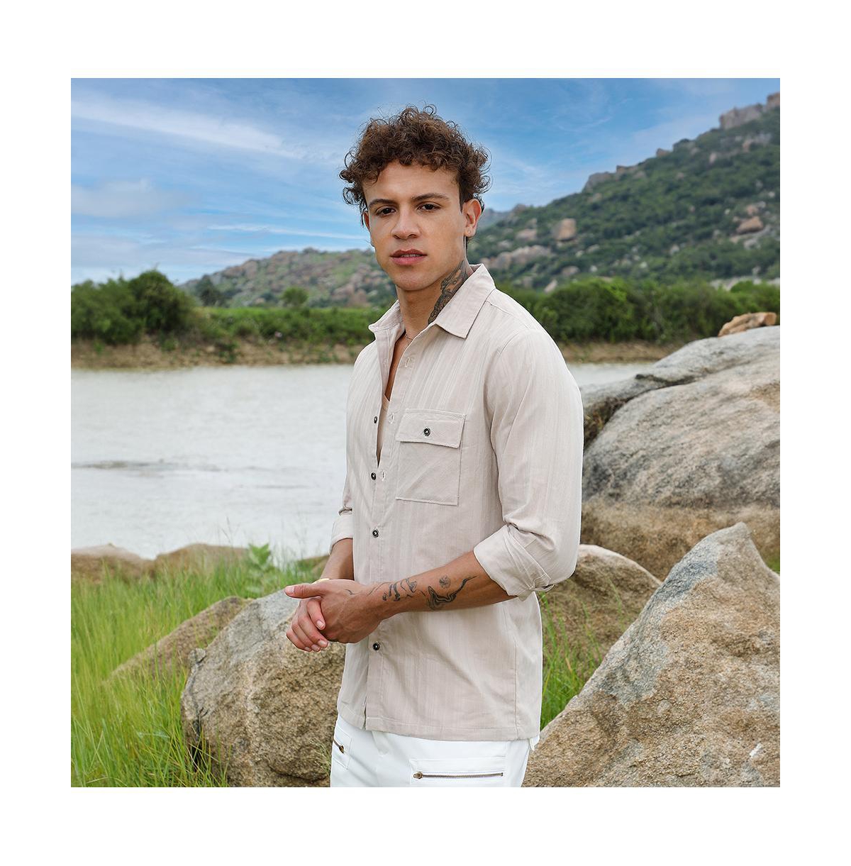 Campus Sutra Men's Multitrack-Striped Shirt