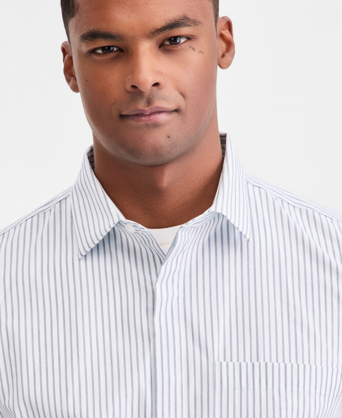 Alfani Men's Cotton Striped One-Pocket Regular-Fit Shirt, Macy's Exclusive