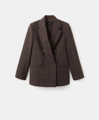 Women's Double-Breasted Check Suit Jacket