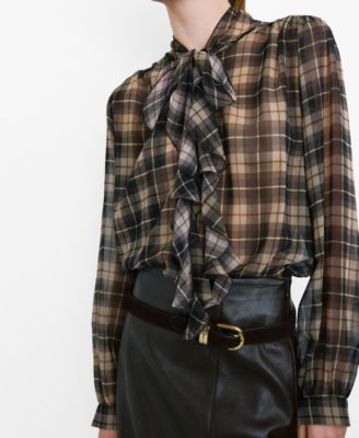 Women's Checked Frill Blouse