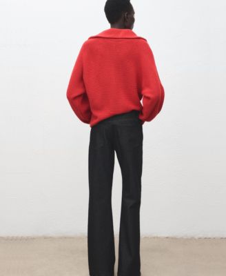 Women's Polo-Neck Ribbed Sweater