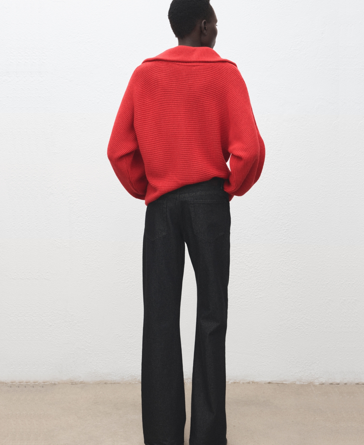 Mango Women's Polo-Neck Ribbed Sweater