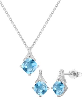 2-Pc. Amethyst (3.2 ct. t.w.) and Lab-Grown White Sapphire (0.18 ct. t.w.) Earrings and Pendant Set in 14k Gold Over Sterling Silver (Also Available in Other Gemstones)