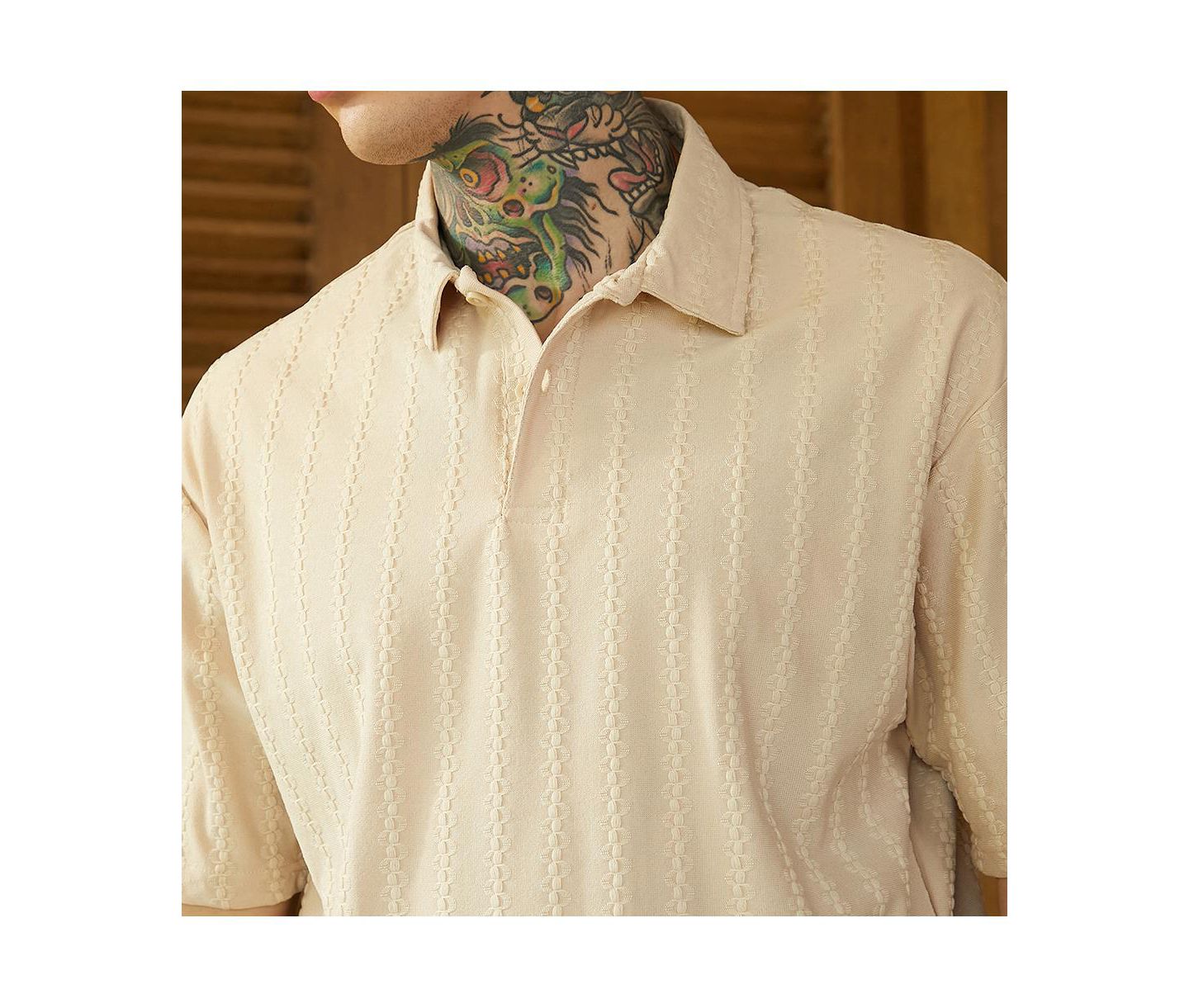 Мужская футболка Cahoot Campus Sutra Tactile Oversized Polo, цвет: Белый — фото 7