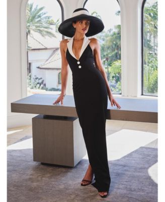 Women's Raelyn Black and White Business Casual Maxi Dress