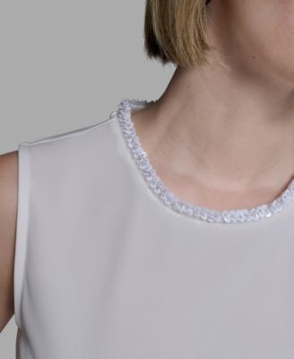 Women's Bead-Trim Sleeveless Top