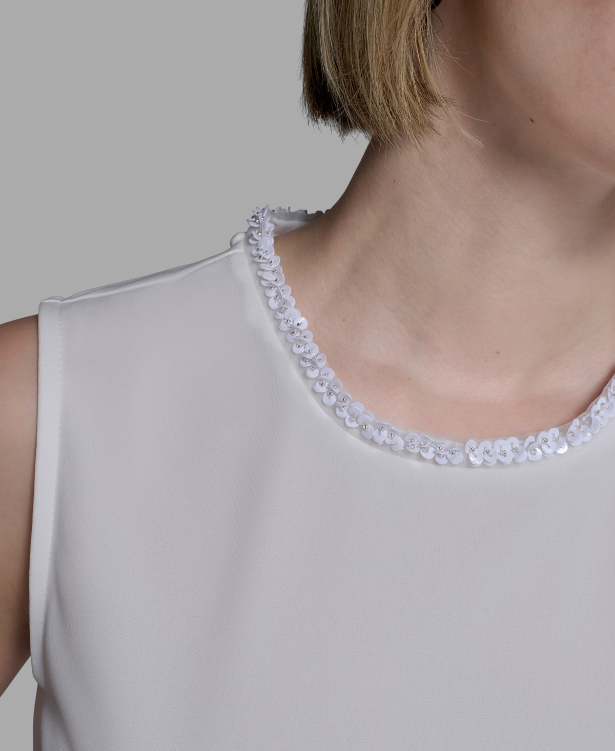 Karl Lagerfeld Paris Women's Bead-Trim Sleeveless Top