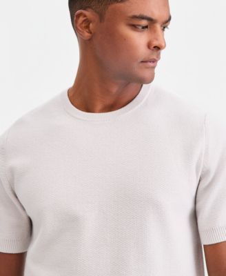 Men's Oversized Piqu&eacute; Knit Short-Sleeve Sweater