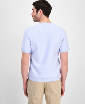 Men's Oversized Piqu&eacute; Knit Short-Sleeve Sweater