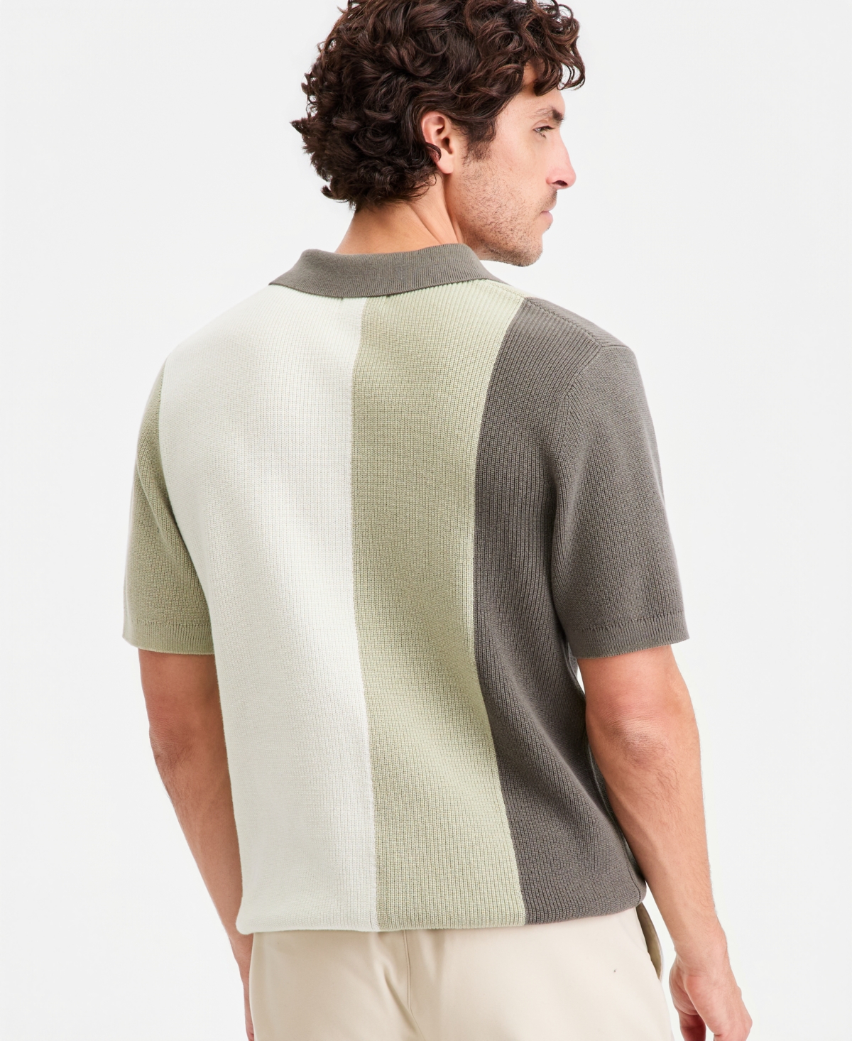 Alfani Men's Cotton Colorblocked Johnny Collar Sweater, Macy's Exclusive