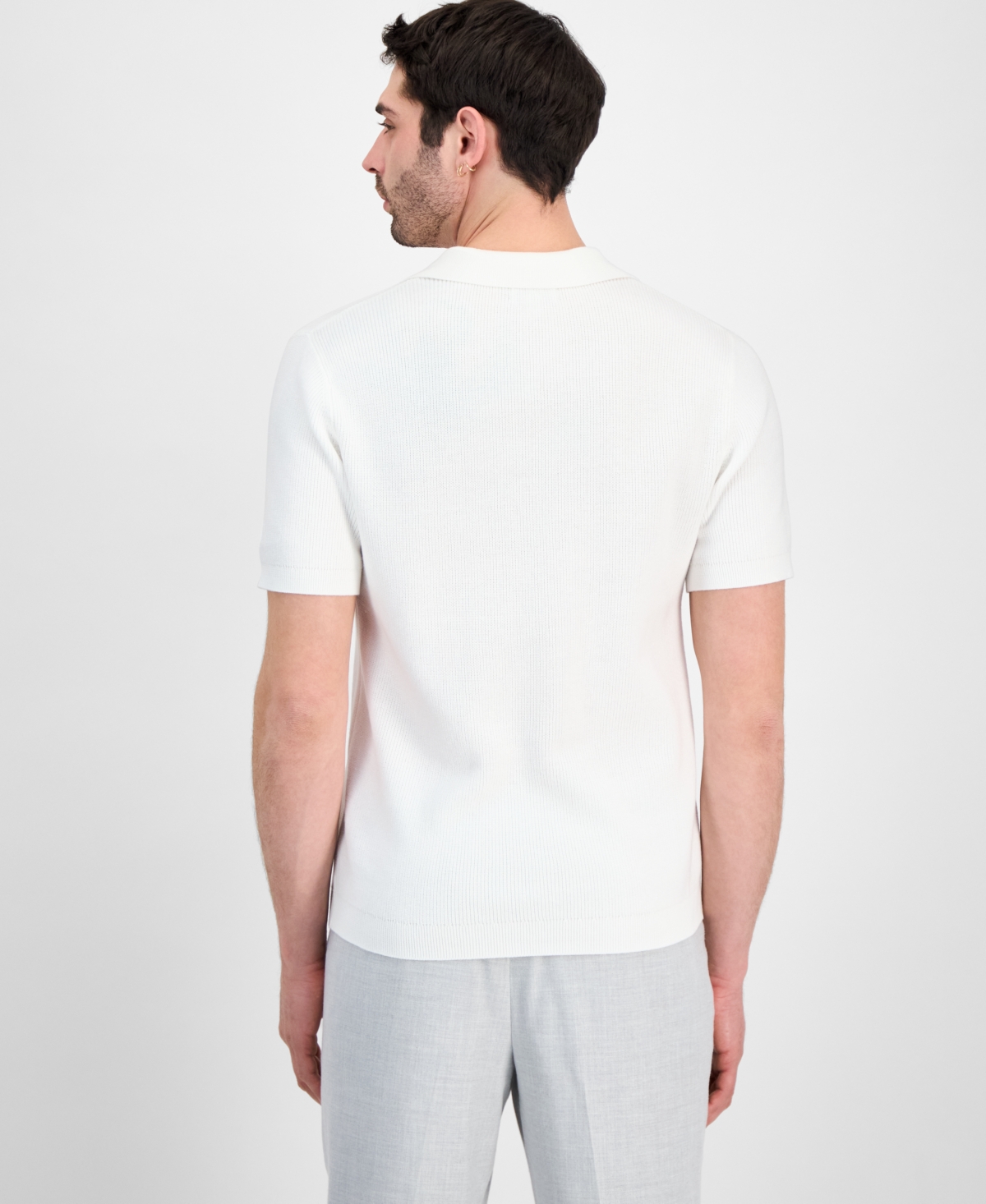 Alfani Men's Cotton Johnny Collar Short-Sleeve Sweater, Macy's Exclusive