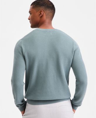 Men's Cotton Textured Crewneck Long-Sleeve Sweater