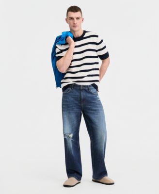 Men's Shark Faded Ripped Baggy Jeans