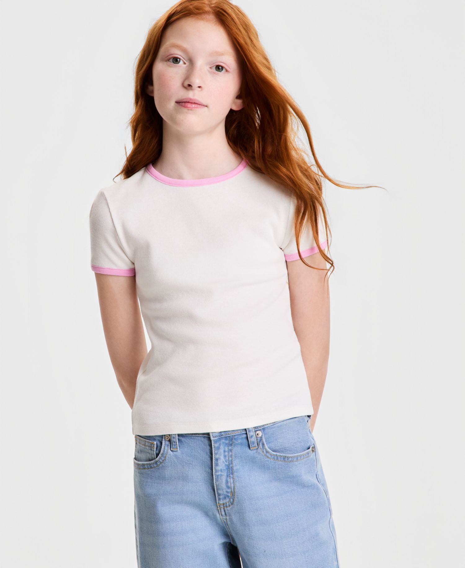 Girls' XS-XL Ribbed Baby Tee