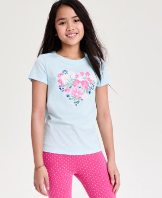 Girls' 5-20 Floral Heart T-Shirt