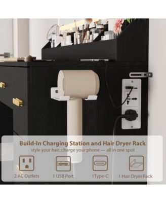 Vanity Desk Large Mirror and Lights 45.9 inch Makeup Vanity Desk for Bedrooms, Apartments, Easy to Assemble