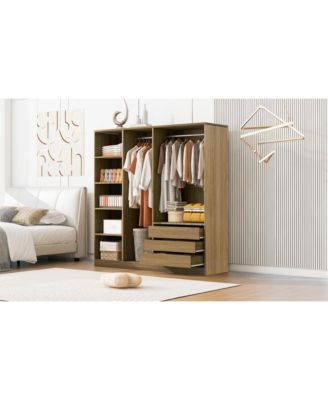 Modern Open Wardrobe with Drawers & Shelves