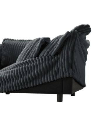 Gray Corduroy Slipcovered 2-Seat Sofa