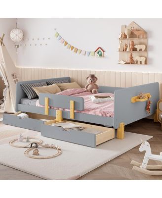 Full Size Platform Bed with Storage, Solid Wood Frame, No Box Spring Needed