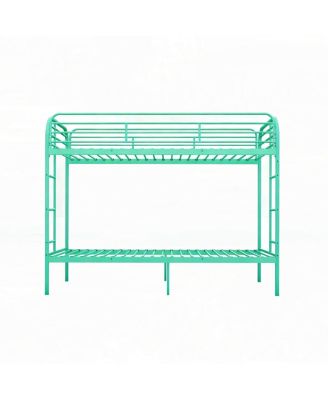 Metal Twin Over Twin Bunk Bed with 2 Ladders & Guardrail, Easy Assemble