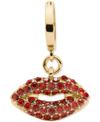 Gold-Tone Pave Lips Charm Pendant