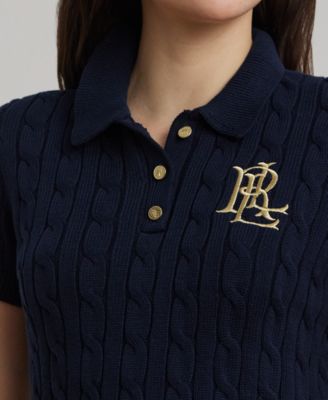 Petite Cable-Knit Polo Sweater