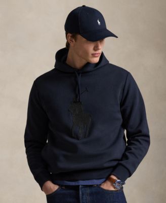 Men's Leather-Pony Double-Knit Hoodie