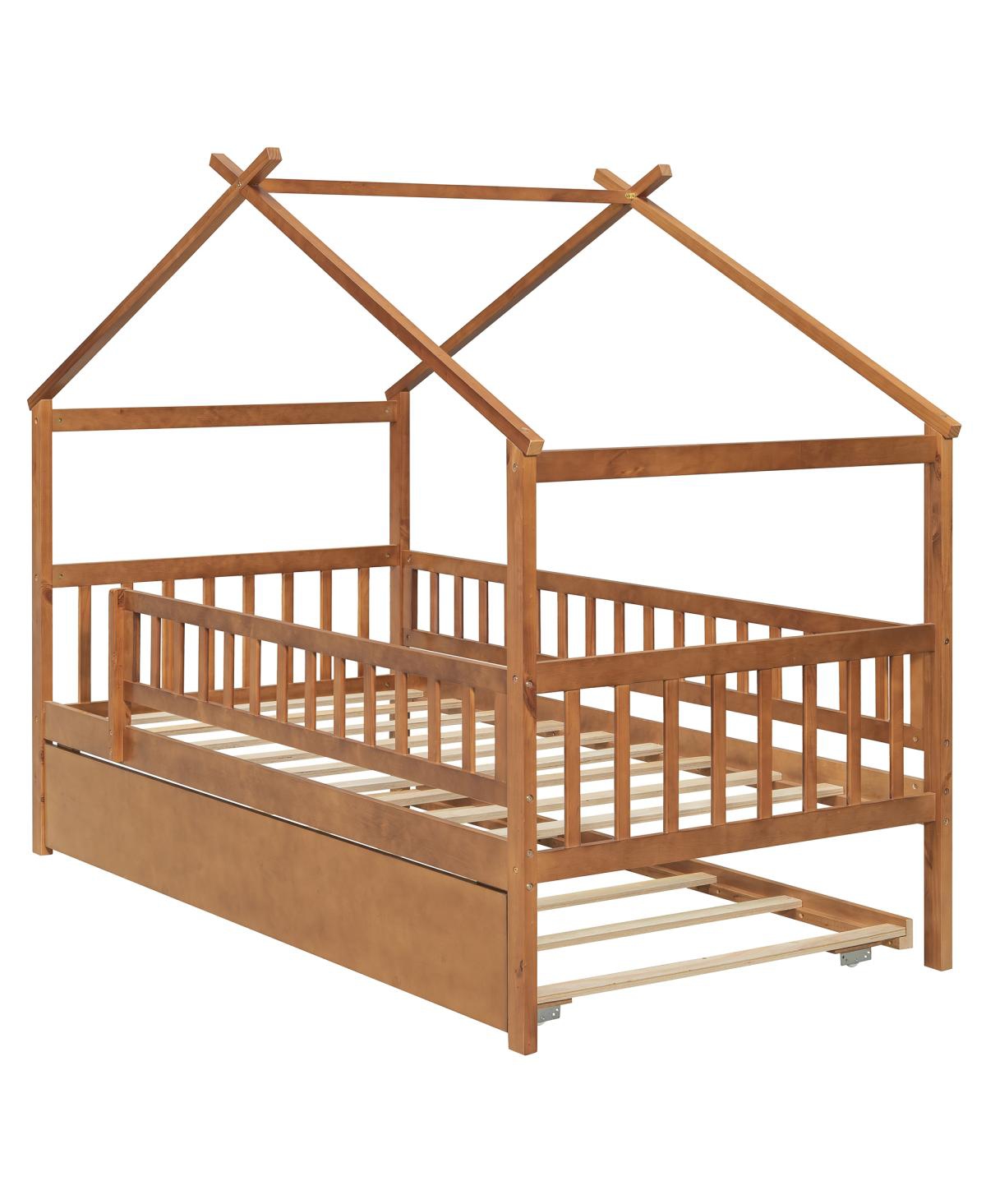 Streamdale Furniture Wooden House Bed with Trundle