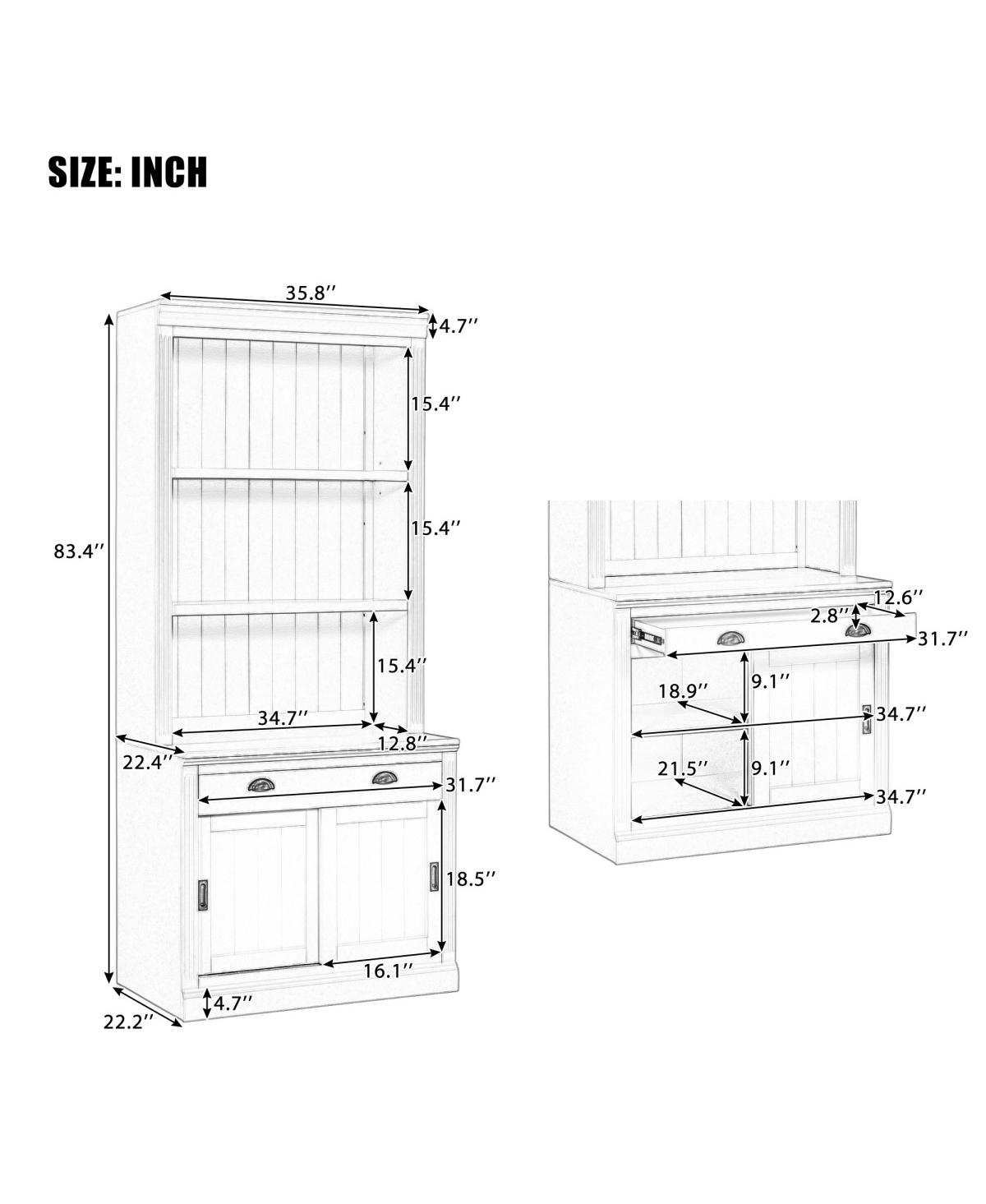 Streamdale Furniture Led Lighting Bookshelf Suite with Sliding Doors & Drawers, White