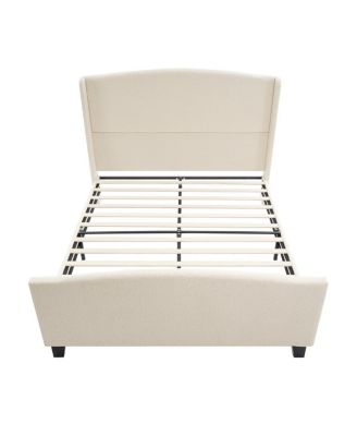 Queen Size Teddy Velvet Upholstered Bed Frame with Headboard and Footboard