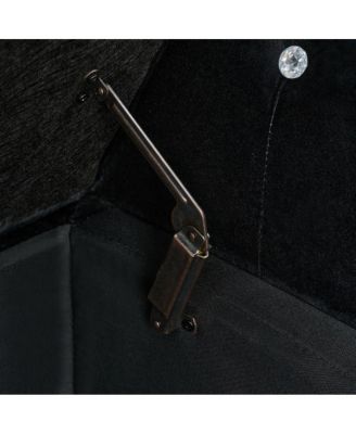 Streamdale Soft Velvet Storage Bench with Crystal Buttons & Pillow (Black)