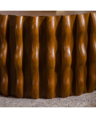 Drum Fluted Coffee Table - Modern Round Center Table