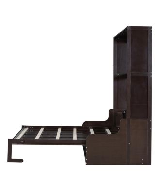 Queen Size Murphy Bed Wall Bed with Cushion, Espresso