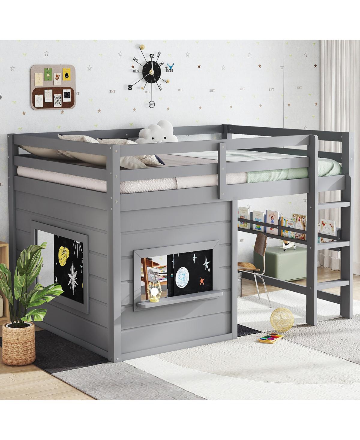 Streamdale Loft Bed with Slide, Bookshelf, Safety Rails