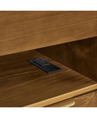 Mid Century Modern Nightstand with Charging Station & 2 Drawers