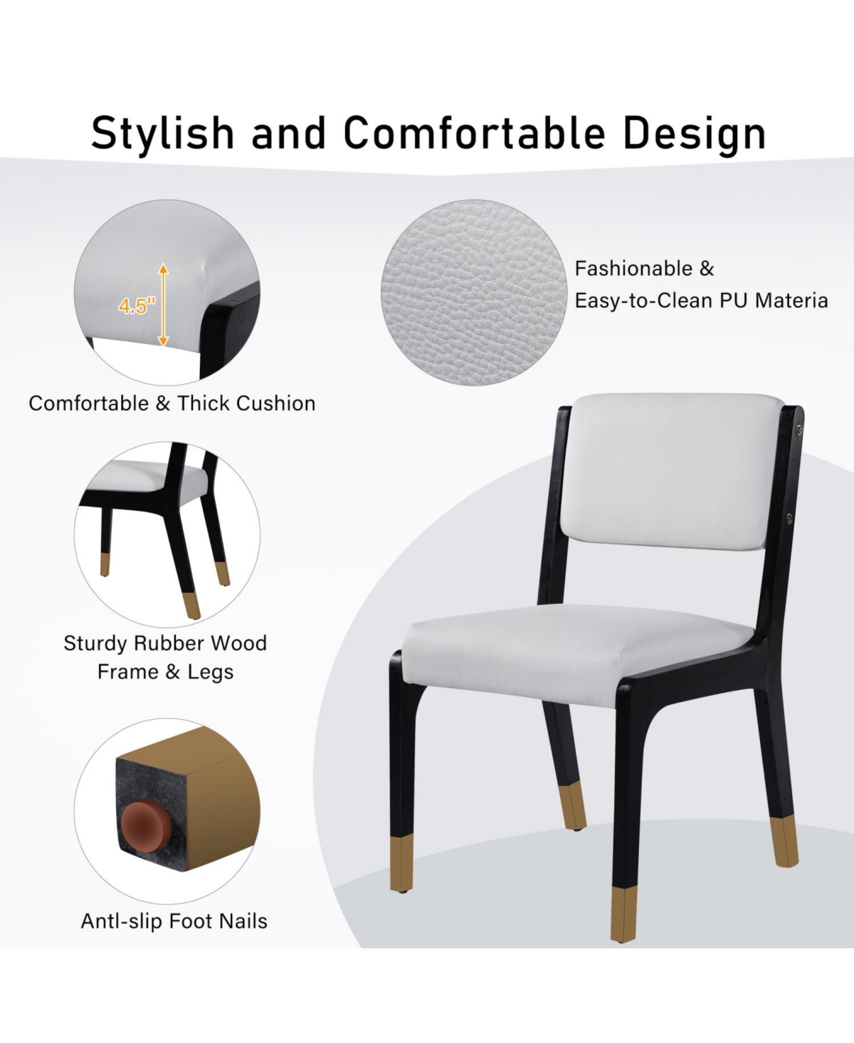 Streamdale Furniture Modern Farmhouse Dining Chairs, Set of 2