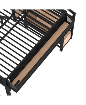 Full Loft Bed with Storage Stairs, Shelves, Wardrobe, USB, LED, Noise-Reduced