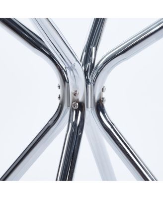 Dining Table with Chrome Metal Leg and Tempered Glass