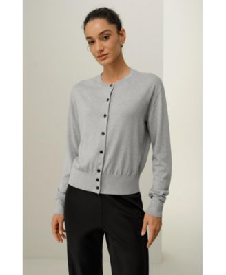 Women's Round-Neck Silk Cashmere Cardigan